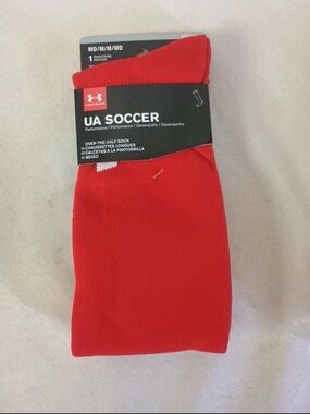 Under Armour Adult M Soccer Over-The-Calf Year Athletic Socks 1 Pair Red